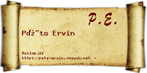 Péts Ervin névjegykártya